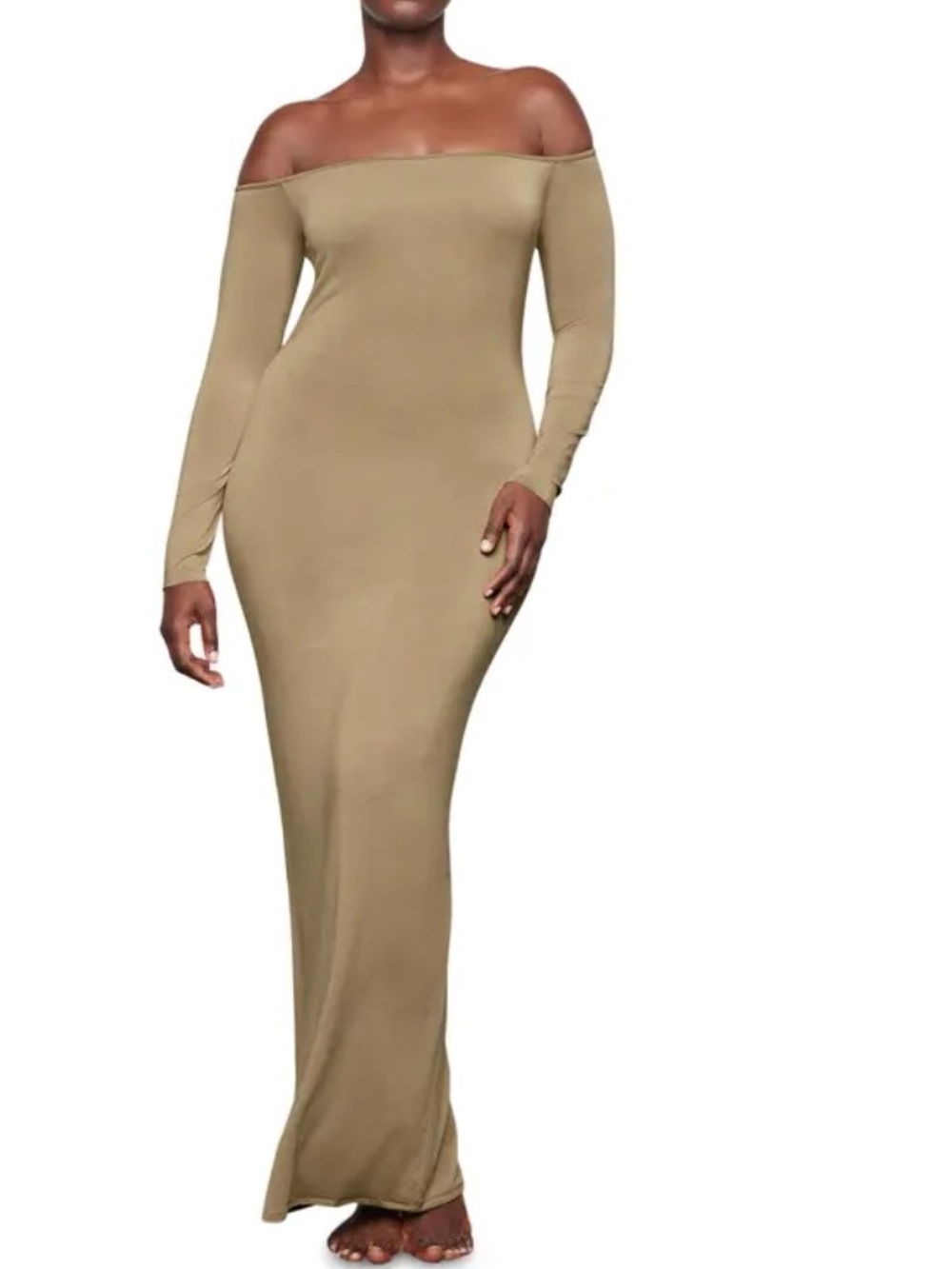 Skims Off-Shoulder Long Sleeve Maxi Dress